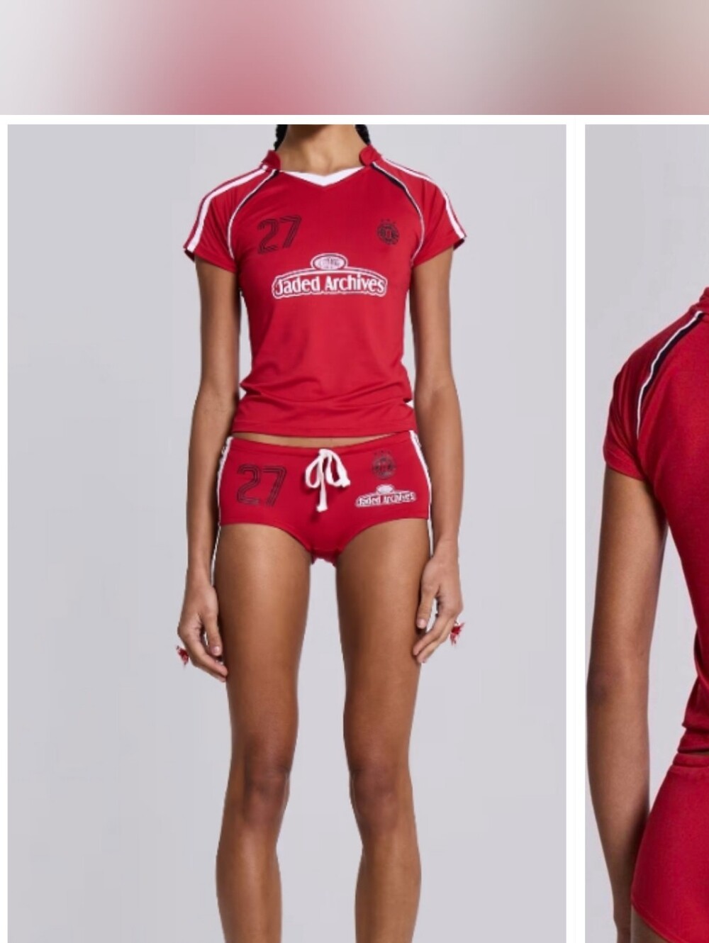 Jaded London 2026 Red League Jersey Micro Short + Jersey Top SET S - Picture 2 of 4